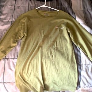 Champion Long Sleeve T-Shirt (Size Small) - Olive Green